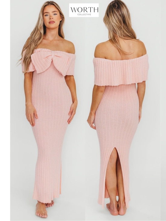 Worth Collective Dresses & Skirts - NWT WORTH Collective Aston Bow Front Maxi Sweater Dress in Pinkish Petal M